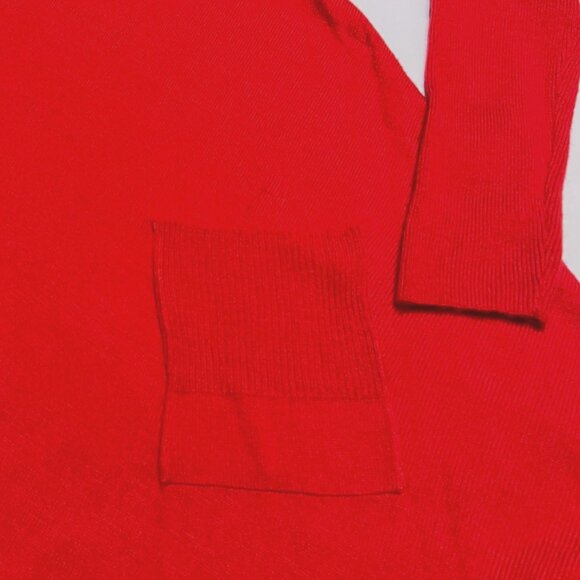 Ny Collection Red Asymmetrical Turtleneck Sweater Dress With Pockets Size S - Picture 10 of 11